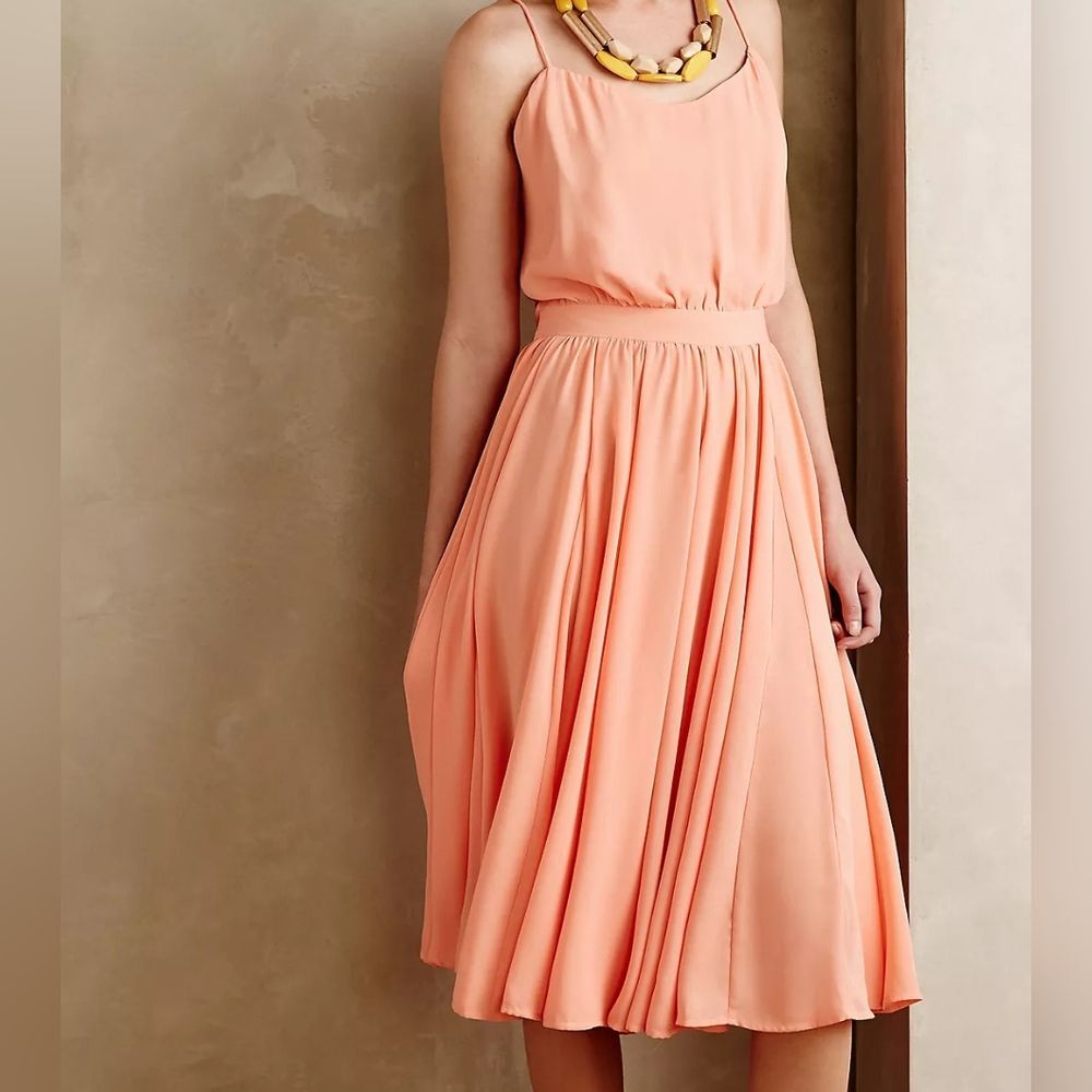 Anthropologie Paper Crowns‎ Peach Flowy Dress Size 8